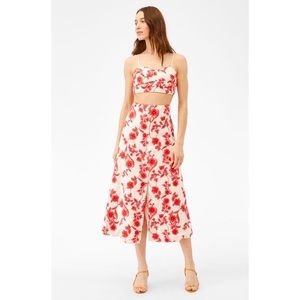 Rebecca Taylor Scarlet Floral-Embroidered Skirt